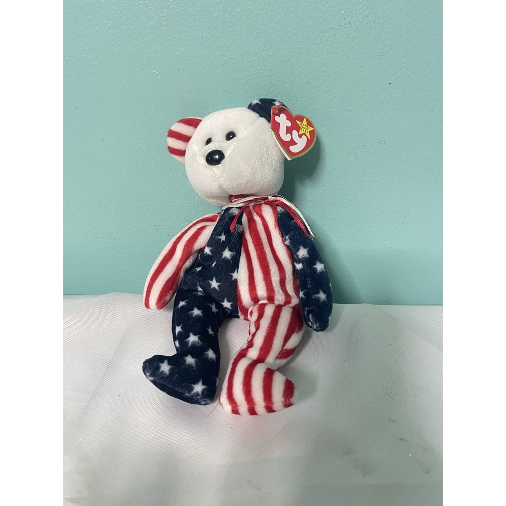 Ty Beanie Baby SPANGLE the July 4th Bear (8.5 Inch) Plush Stuffed Toy Bin T